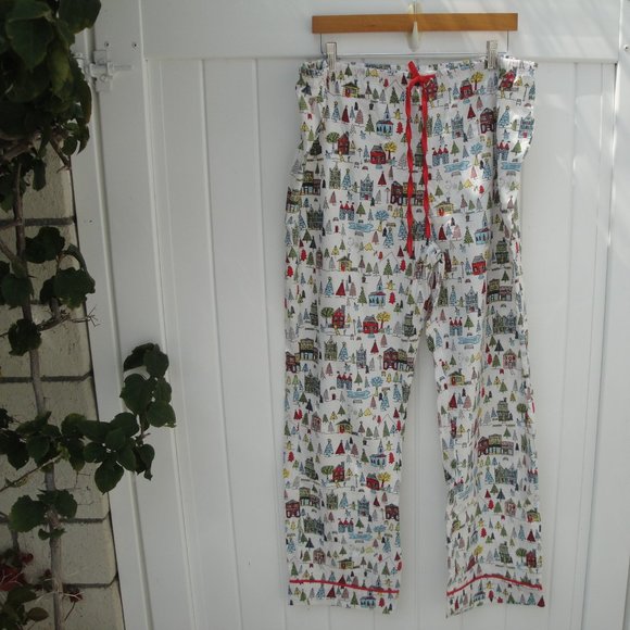 Christmas Village Cotton Flannel Print (2) piece Pajama Set XL - Picture 5 of 7